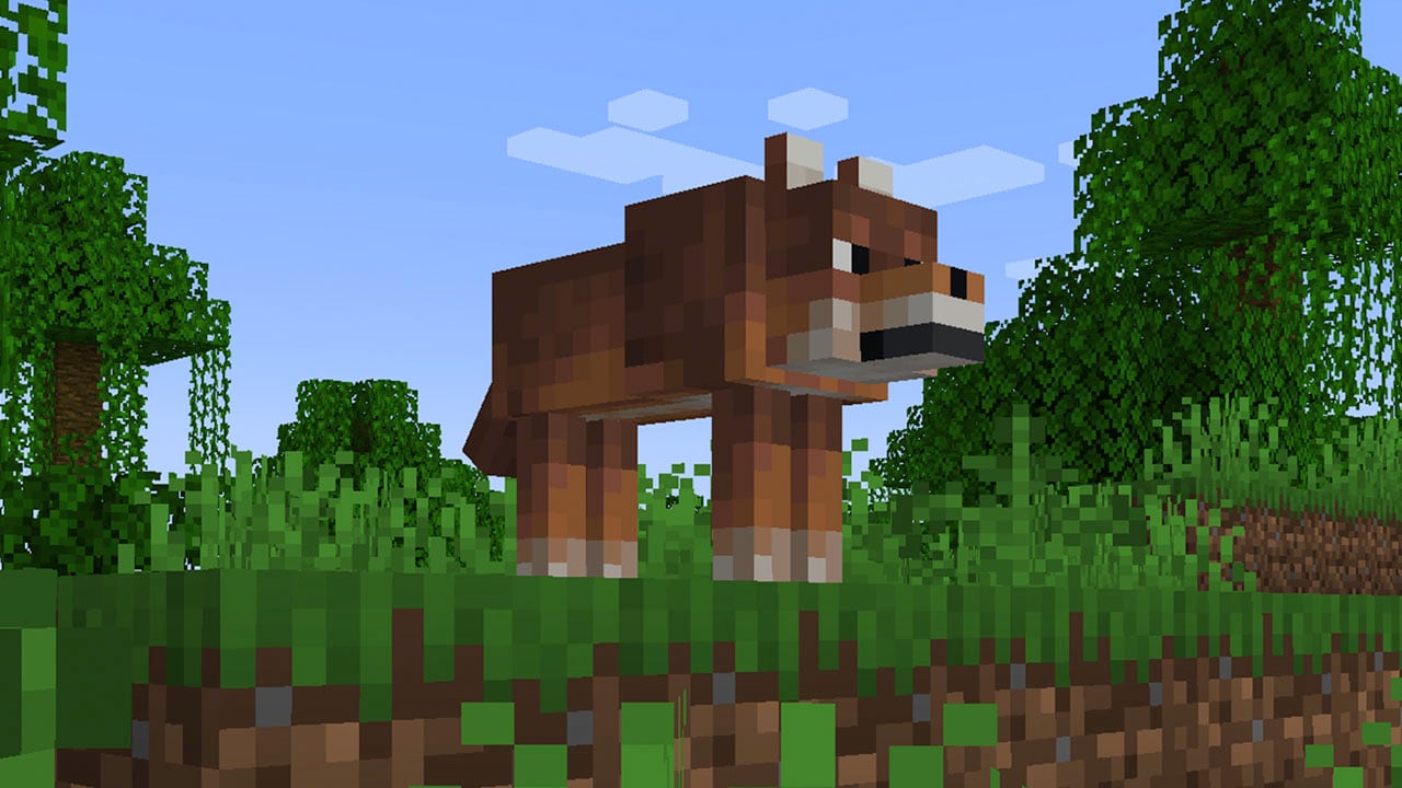 Find the rusty wolf, a new Minecraft wolf variation, hiding between the jungle vines!