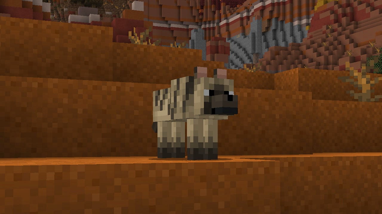 An image of the striped wolf, one of the new wolf variations available in testing in Minecraft An image of the striped wolf, one of the new wolf variations available in testing in Minecraft